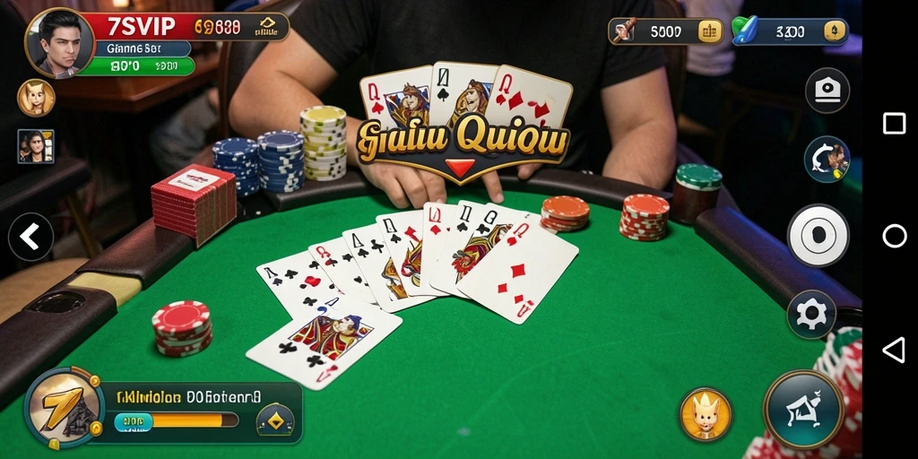 Tampilan seru dari gameplay QiuQiu di 7SVIP.
