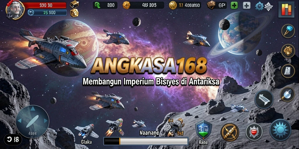 Menampilkan gameplay seru ANGKASA168 di dunia luar angkasa.