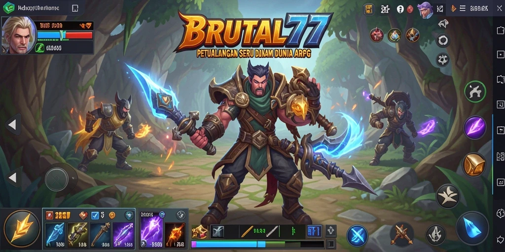 Gameplay seru dalam BRUTAL77 dengan pertarungan epik.