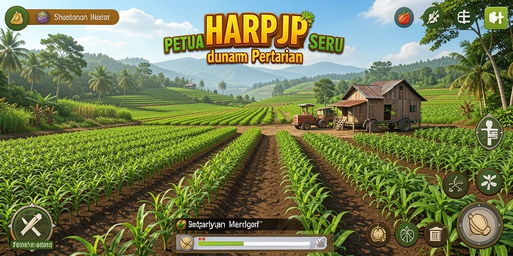 Tampilan gameplay HARAPJP yang menarik saat bertani di ladang.