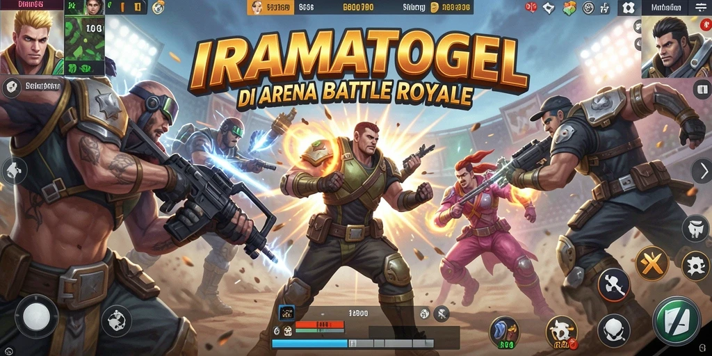 Tangkapan layar gameplay IRAMATOGEL menampakkan aksi seru di arena Battle Royale.