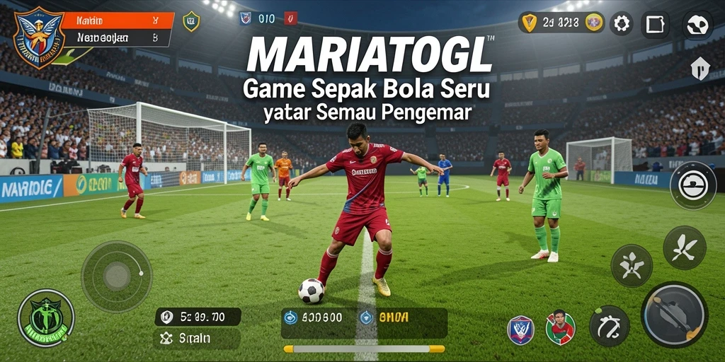 Tampilan gameplay MARIATOGL dengan aksi sepenuh lapangan.