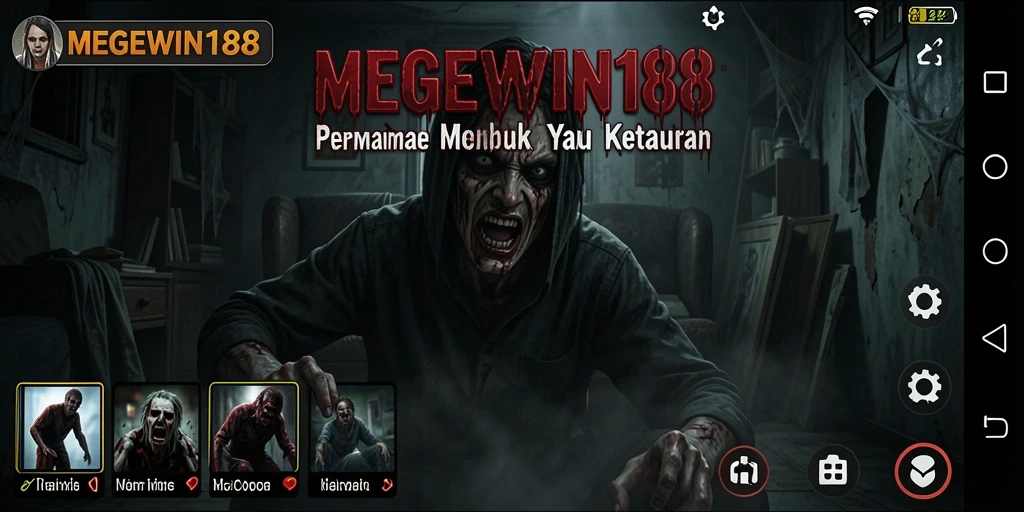 Screenshot gameplay MEGEWIN188 yang menegangkan dengan suasana horor.