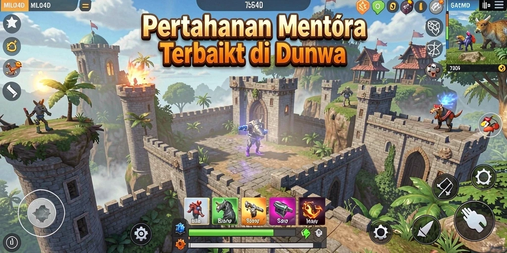 Tampilan gameplay menara pertahanan yang strategis dan mendebarkan.