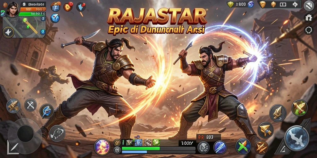 Tampilan aksi seru dalam gameplay Fighting RAJASTAR.