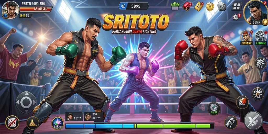 Tangkapan layar gameplay SRITOTO menampilkan pertarungan seru yang penuh aksi.